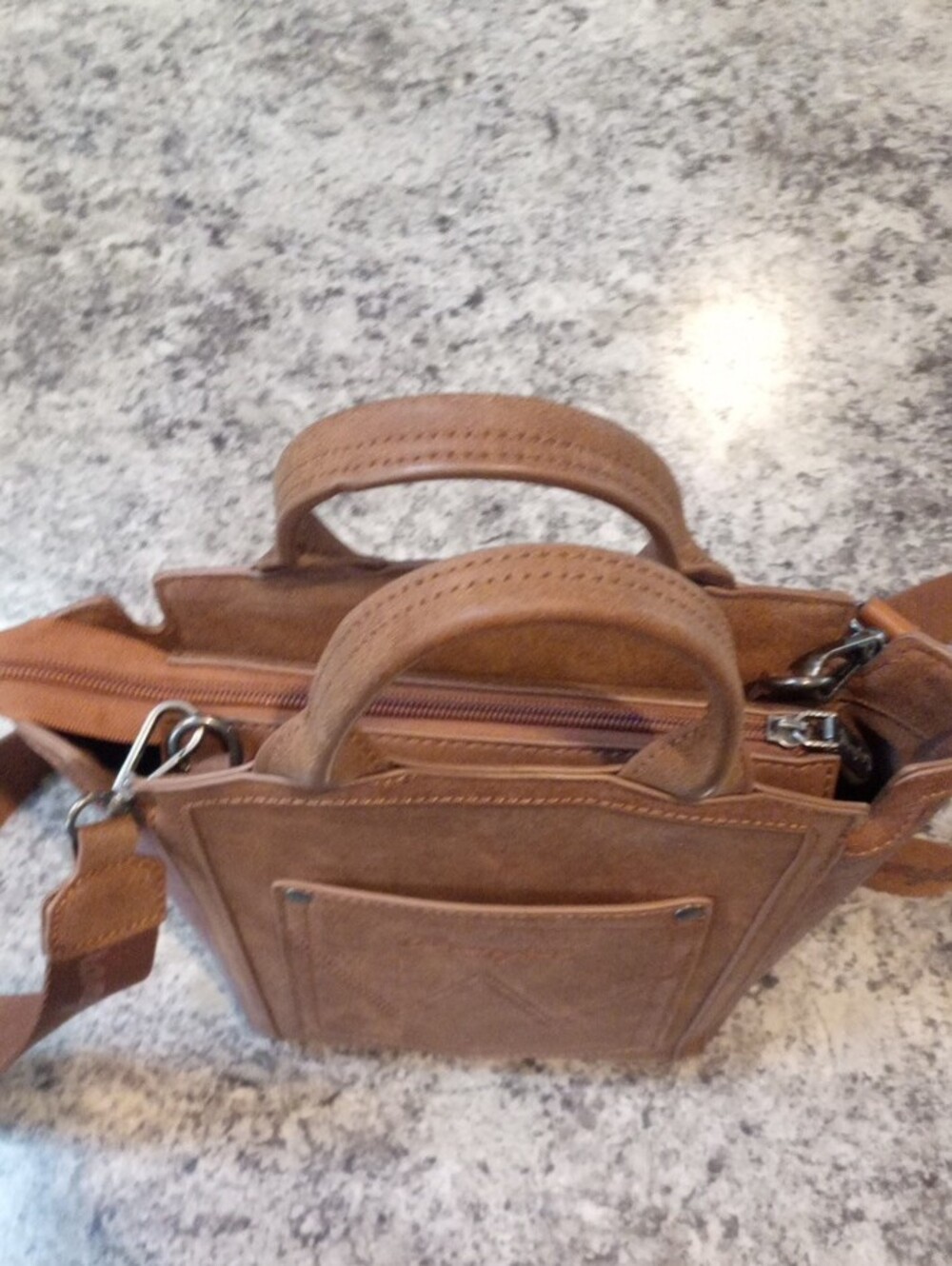 Wrangler Tan Brown Embroidered Crossbody Satchel - Picture 3 of 10